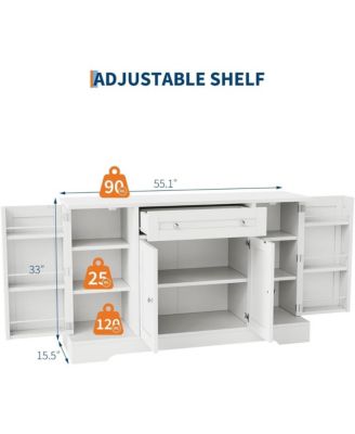 Modern Wooden Sideboard Buffet Cabinet with Drawer, 4 Doors and Storage Shelves