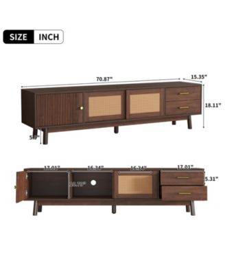 Modern Storage Cabinet Farmhouse TV Stand with Sliding Doors and Drawer