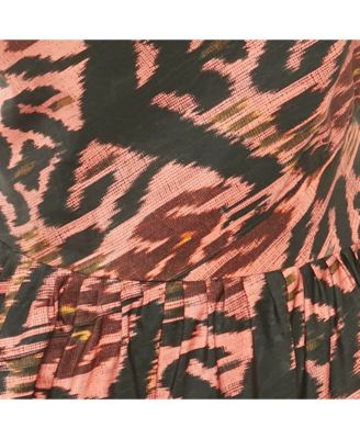 Women's Black Printed Synthetic Asymmetric Midi Dress