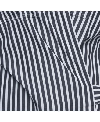 Women's Black / White Striped Cotton Cut -Out Wrap Around Shirt Dress