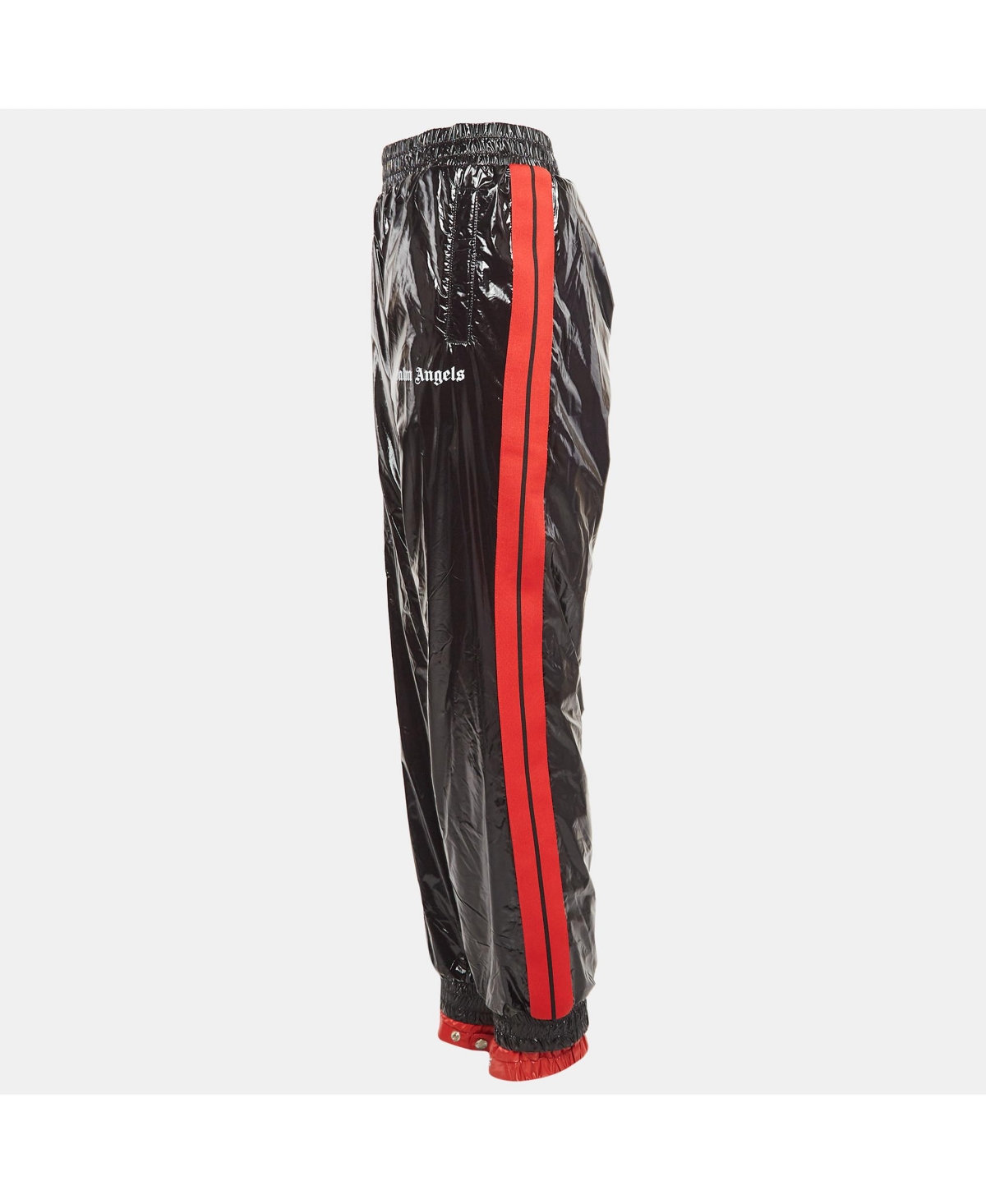 Pre-Owned Moncler Women's X Palm Angels Black Side Stripe Synthetic Logo Applique Joggers