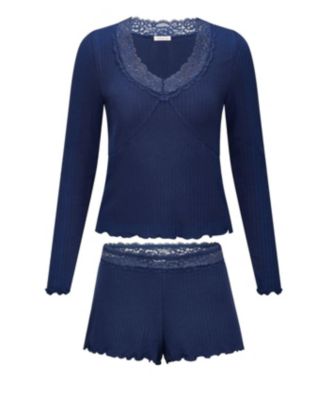 Plus Size Brooks Pajama Long Sleeve Top & Shorts Set