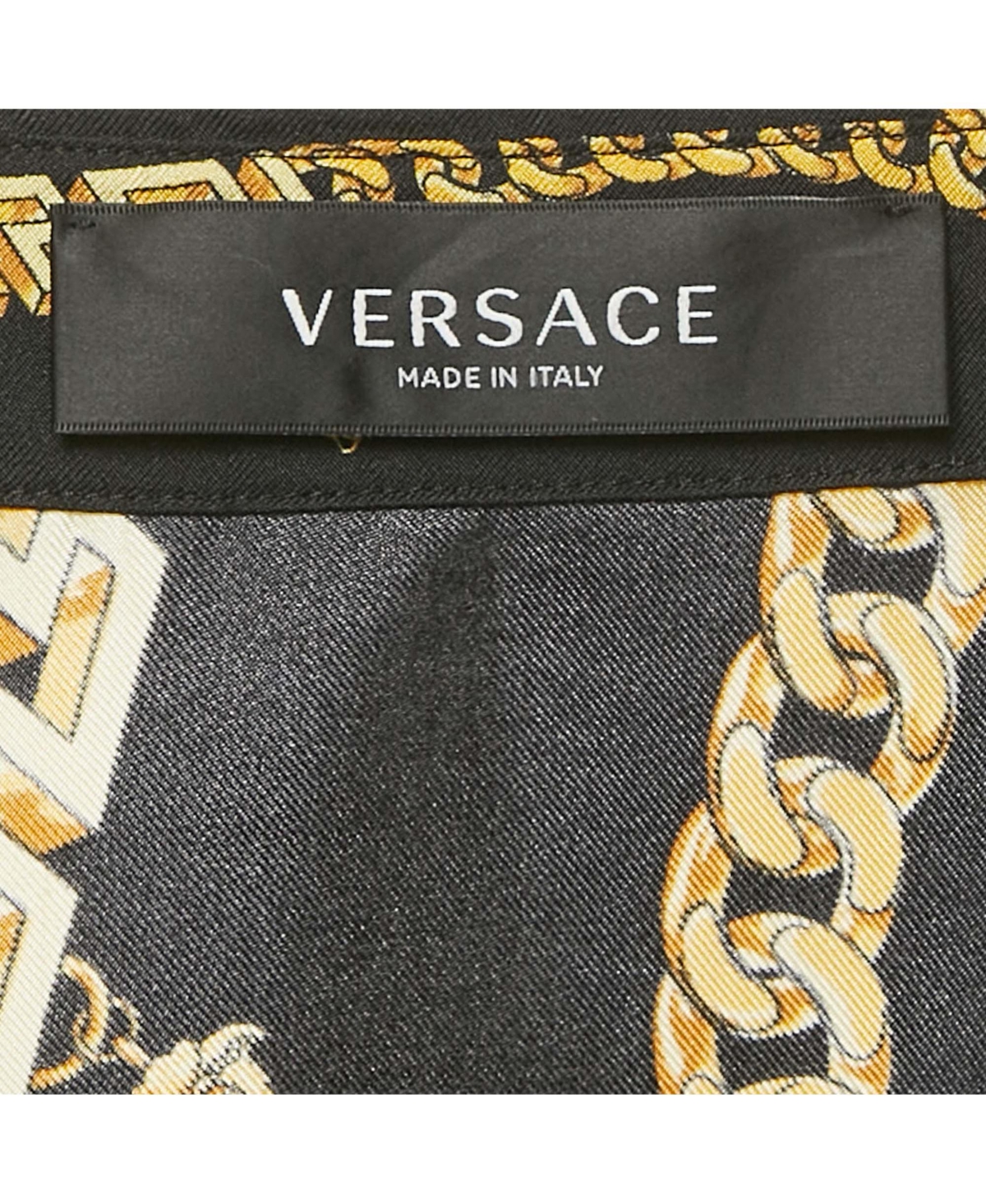 Pre-Owned Versace Women's Black Chain Print Silk Shirt Dress