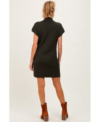 Maternity Burgundy Ribbed Knit Short Sleeve Sweater Dress