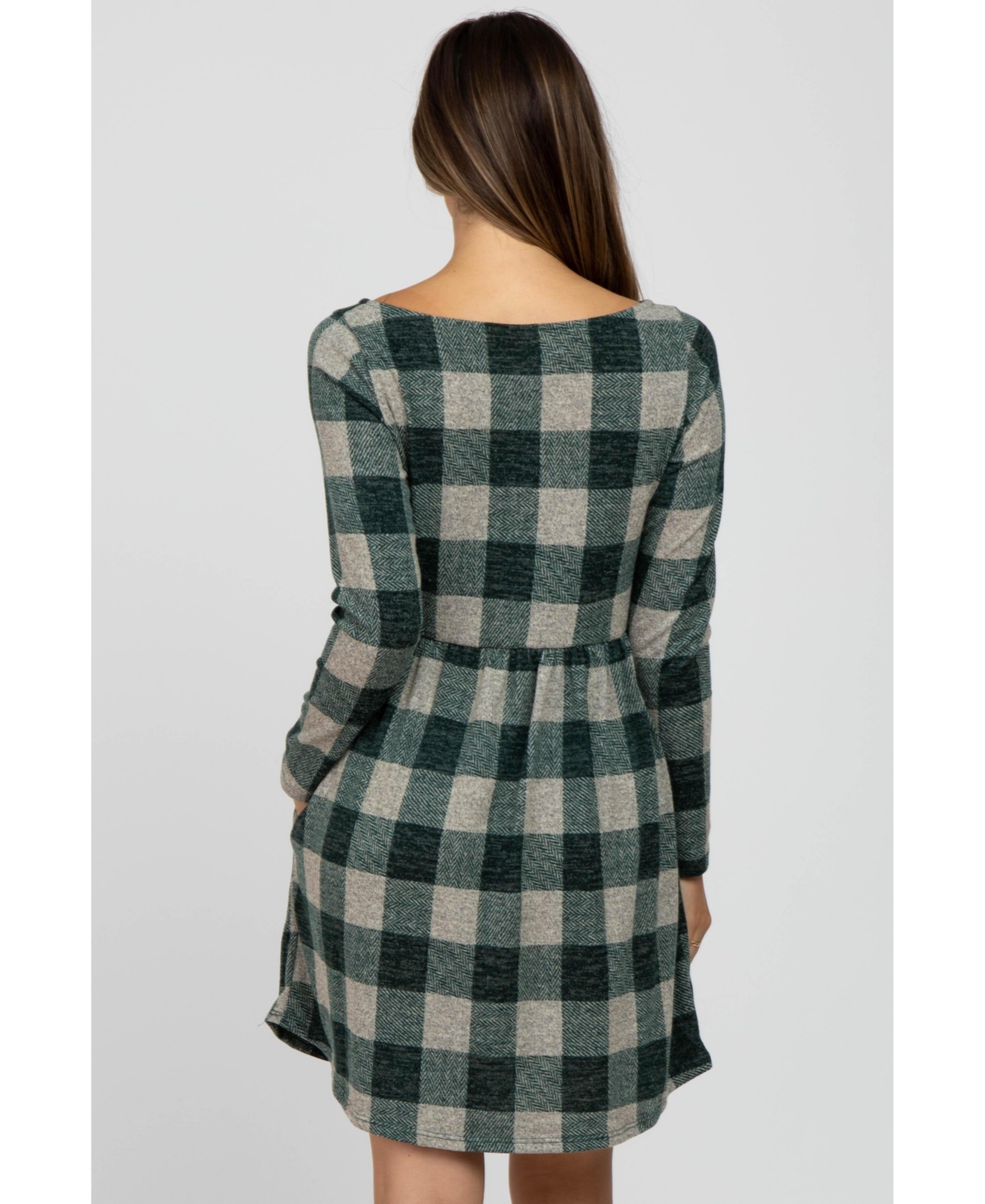 Pinkblush Maternity Forest Green Plaid Knit Dress