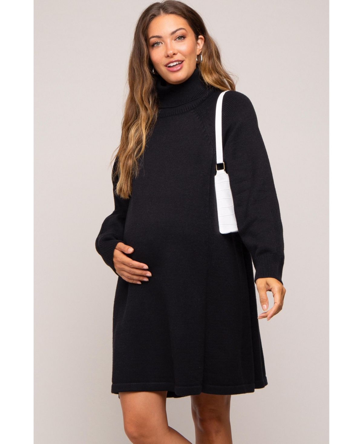 Pinkblush Maternity Black Turtleneck Long Sleeve Sweater Dress