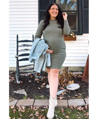 Maternity Olive Soft Brushed Knit Long Sleeve Dress