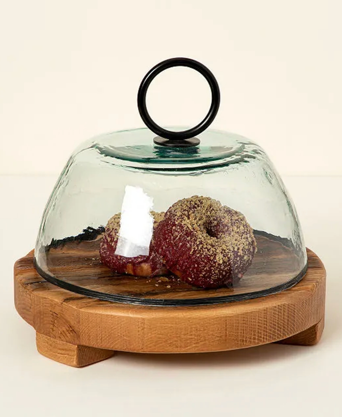 Uncommon Goods Glass Cloche with Hammered Metal Handle