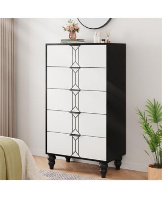 5 Drawer Dresser with Vintage Pattern Design, Modern and Stylish Dresser