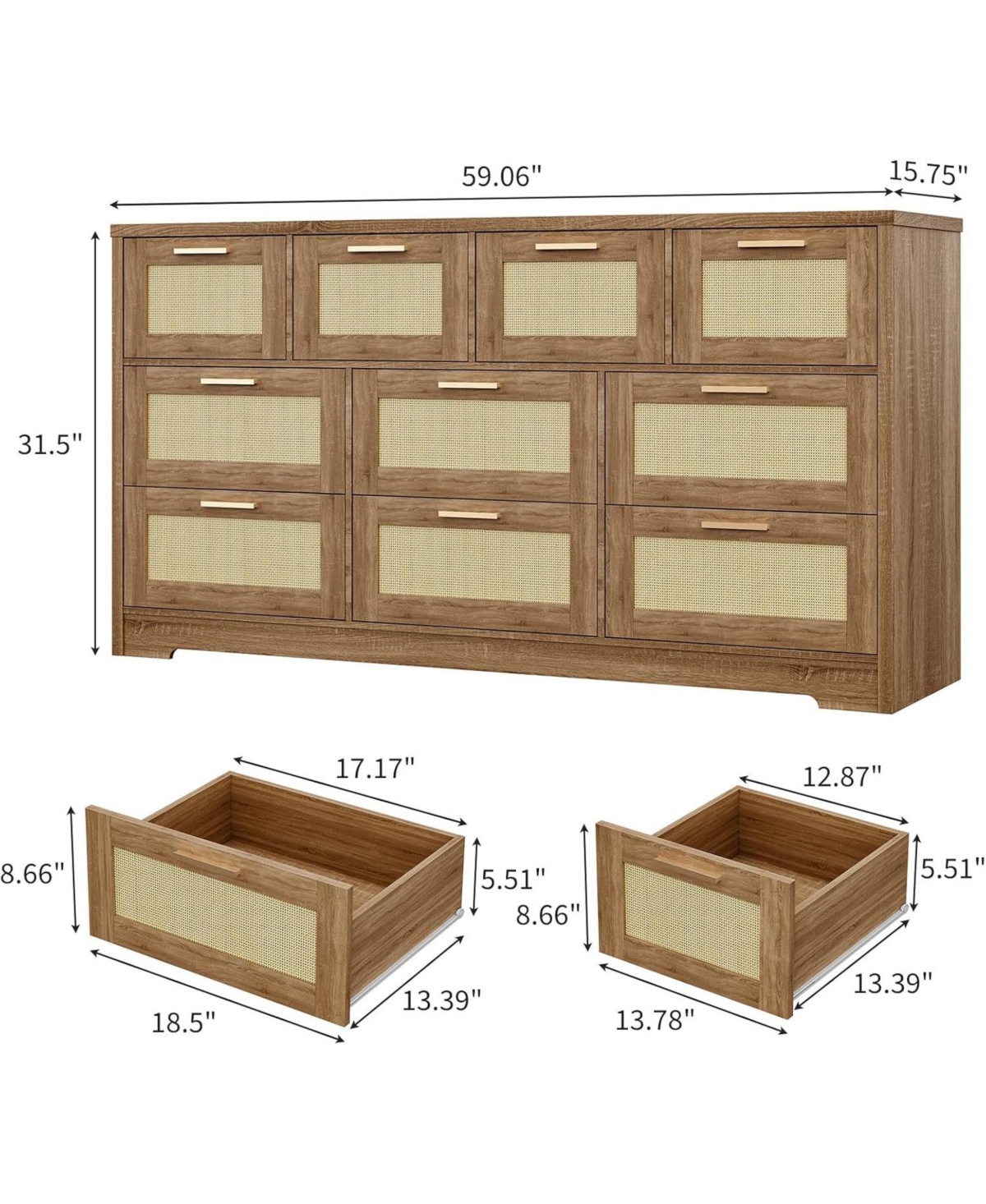 Gaomon 59" Farmhouse 10-Drawer Bedroom Dresser