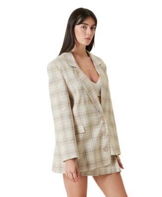 Women's Linen-Blend Checked Free Heaven Blazer