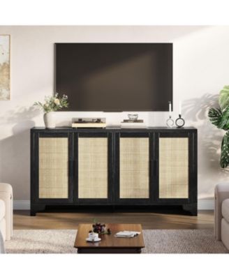 4-Door Boho Sideboard Buffet Cabinet