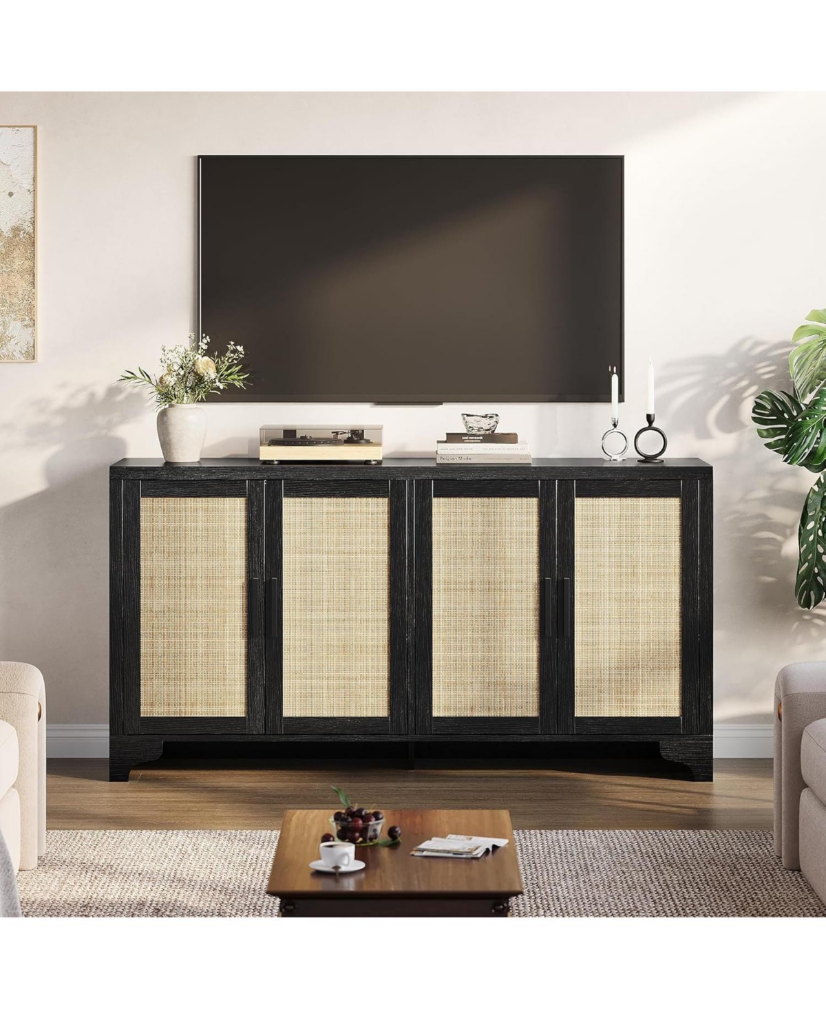 Gaomon 4-Door Boho Sideboard Buffet Cabinet