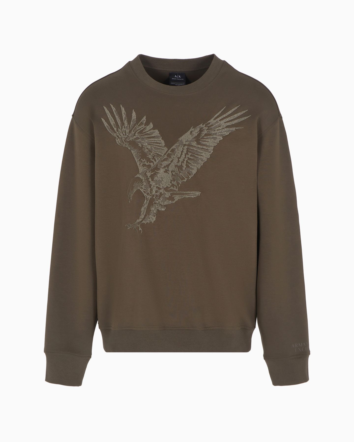 Мужские толстовки A|X Armani Exchange Regular-Fit Eagle Logo Embroidered, цвет: Чёрный оливковый — фото 3