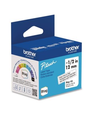 BTAG135 0.47 in. x 13.1 ft. Genuine P-Touch BTAG Label Tapes - White on Clear