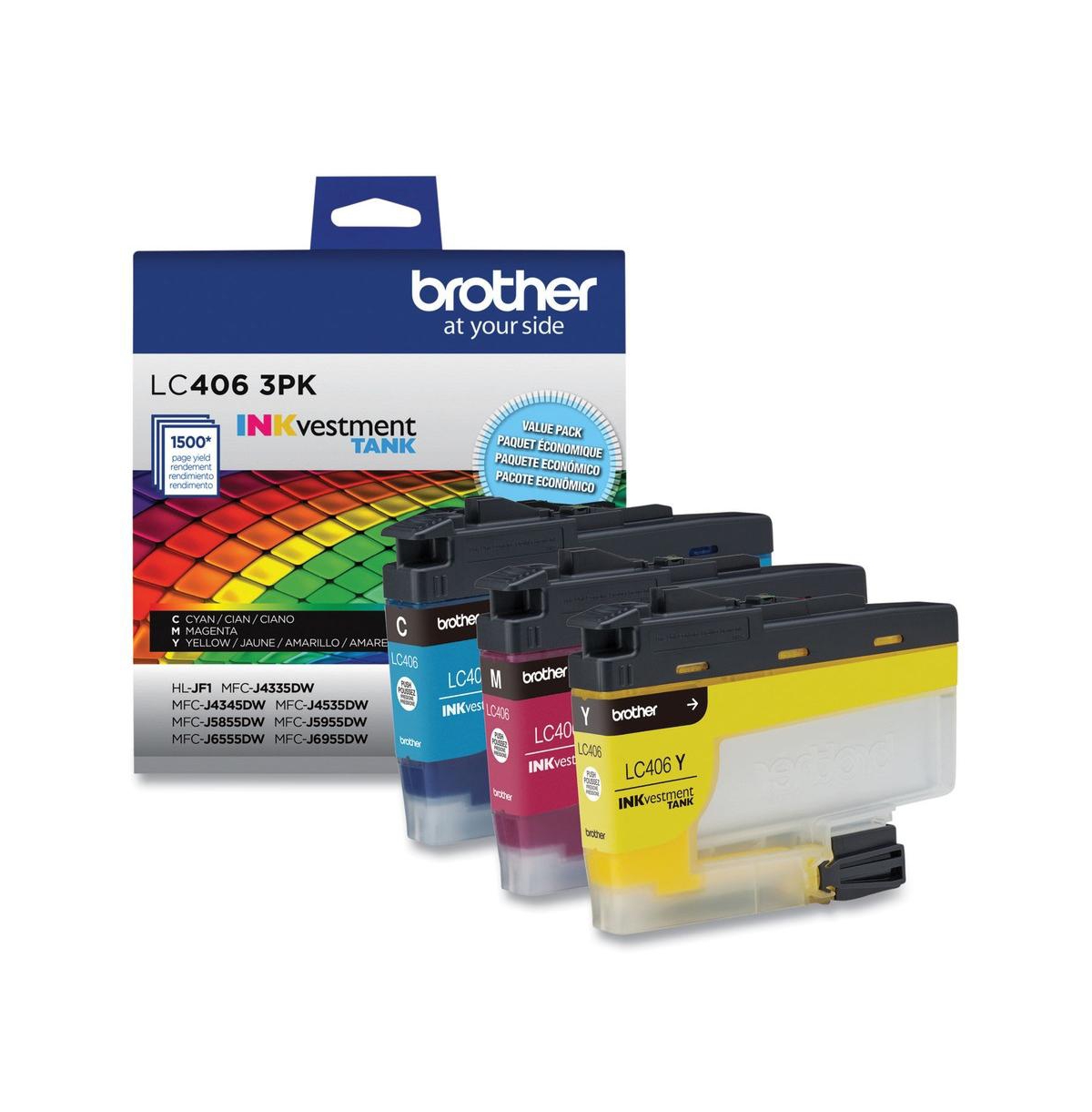 Brother LC4063PK INKvestment 1,500 Page-Yield Ink - Cyan/Magenta/Yellow (3/Pack)