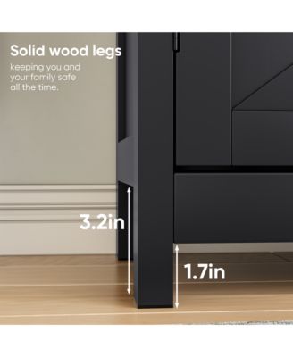 Farmhouse Kitchen Cabinet Sideboard with Barn Door Drawer and Adjustable Shelf in Black