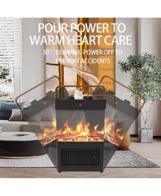 Electric Fireplace Heater for Indoor Use, 1500W Space Heater Fireplace with 3D LED Flame, Double Safety Protection