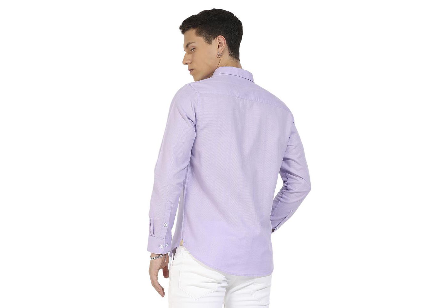 Мужская рубашка Cahoot Campus Sutra Lavender Self-Design Striped, цвет: Фиолетовый — фото 3
