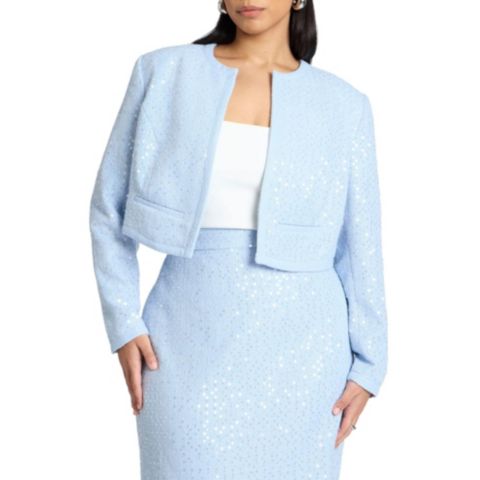 Женские куртки ELOQUII Sequin Tweed Jacket