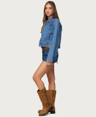 Womens Maurice Fringed Denim Jacket