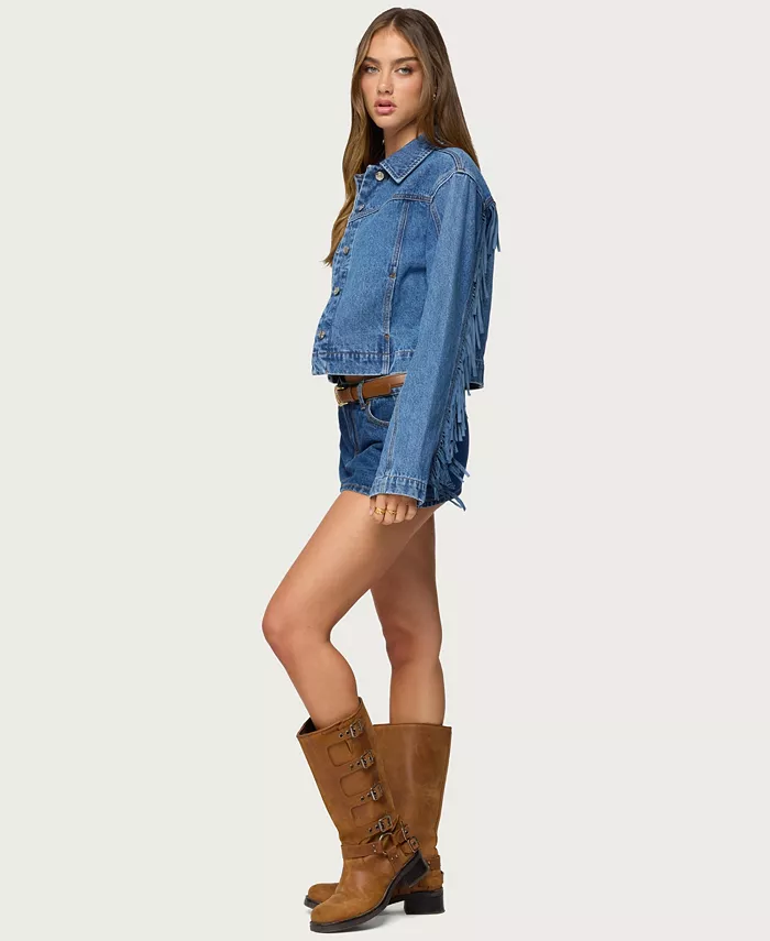 Womens Maurice Fringed Denim Jacket - thumbnail 2