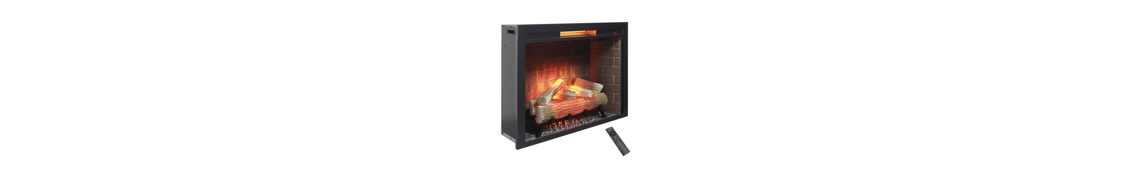 Flynama 33 inch Infrared Electric Fireplace Insert, Touch Panel Home Decor Heater,Smokeless Firebox .With fixed Trim Kit .With Crackling Sound