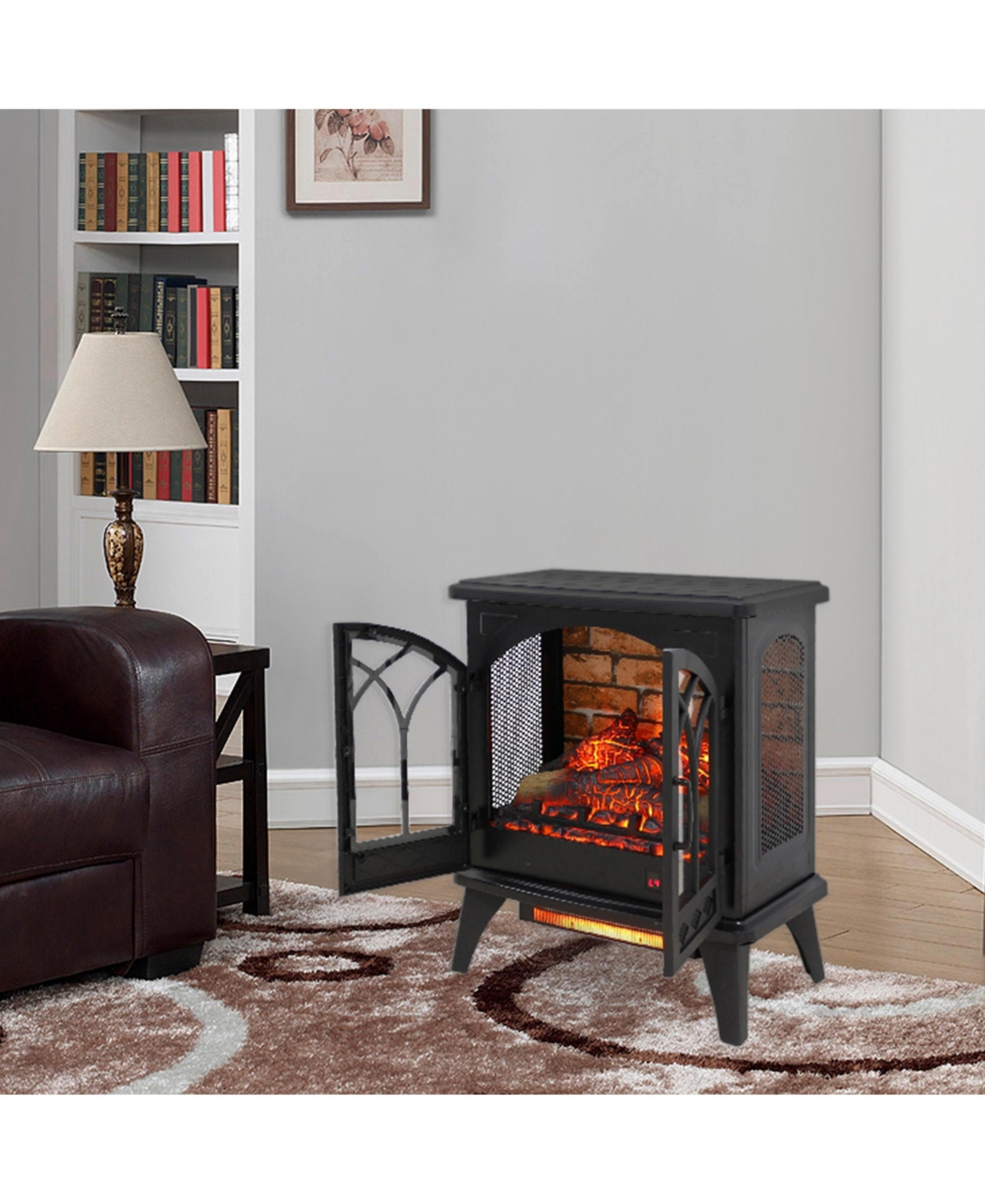 Flynama 24 inch 3D Flame Electric Infrared Quartz Fireplace Stove with remote control