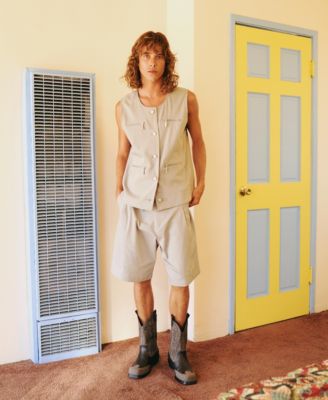 Women's Men's Cotton-Blend Woven Zip-Detail Vest