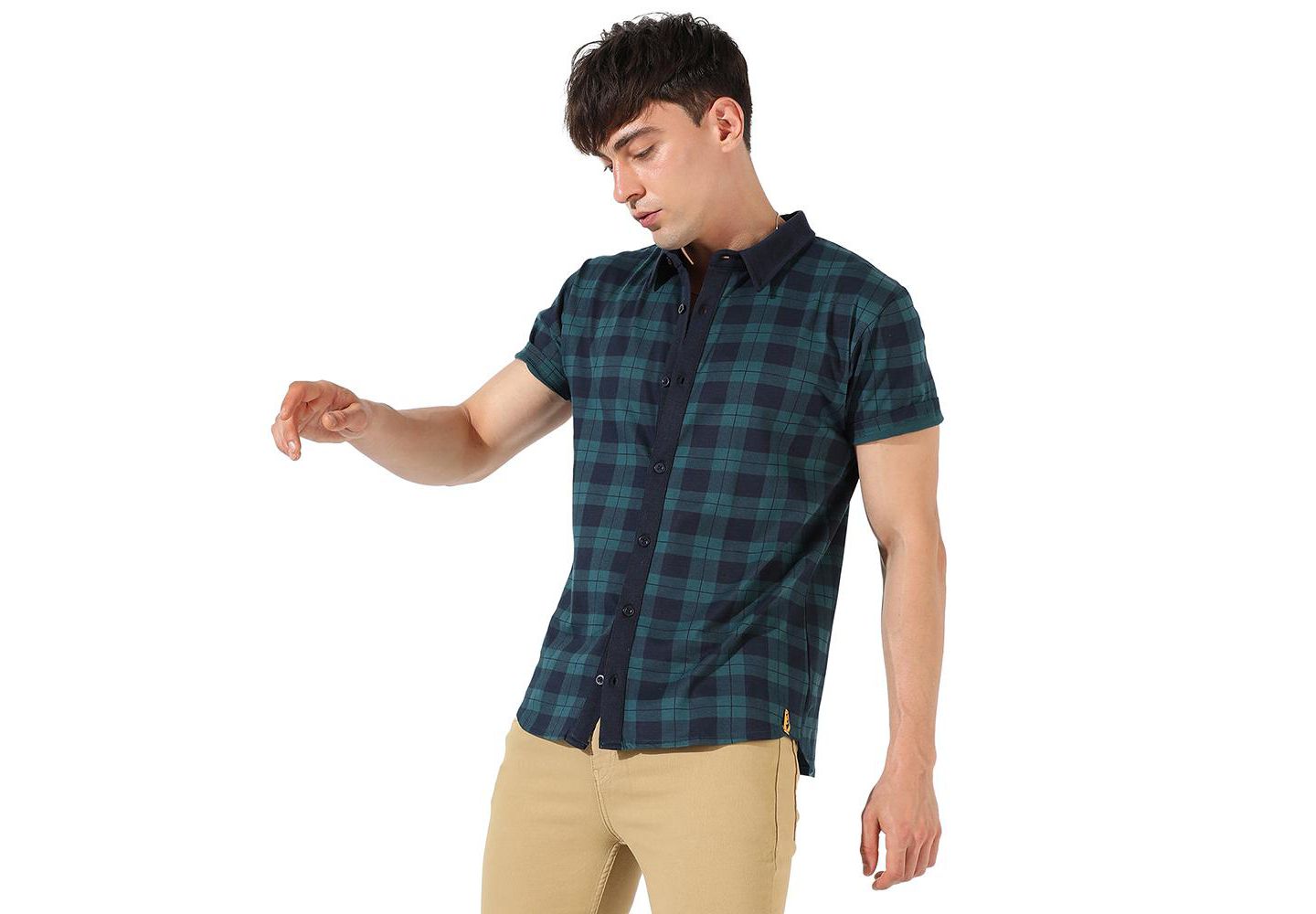 Мужская рубашка Cahoot Campus Sutra Green & Blue Tartan Plaid, цвет: Синий — фото 1