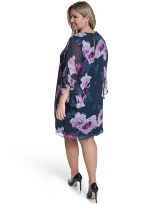 Plus Size Printed V-Neck Dress