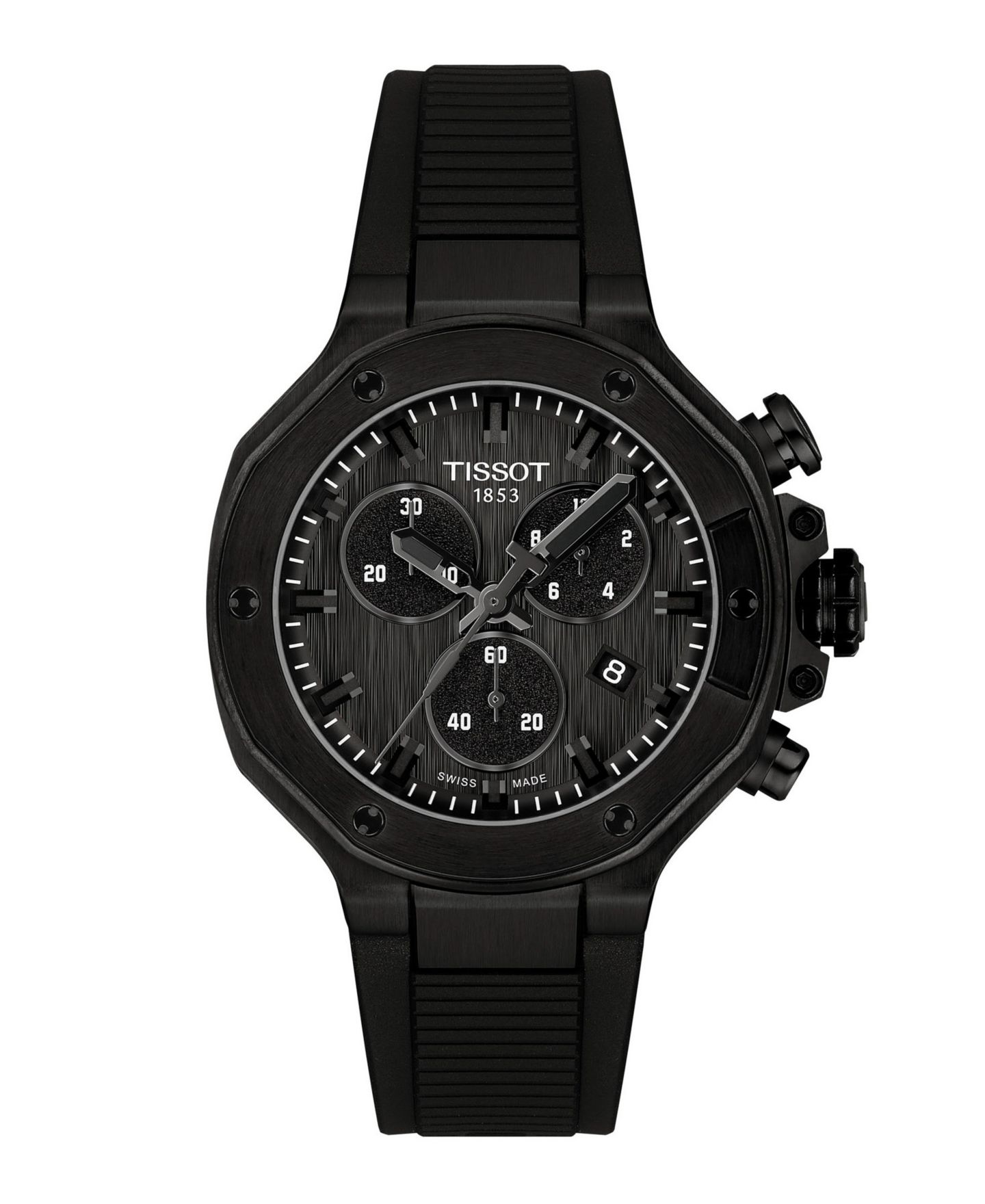 Часы Tissot Unisex Black Silicone Bracelet Watch, 38mm — фото 1