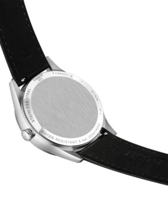 Men's Black Leather Bracelet Watch, 40mm