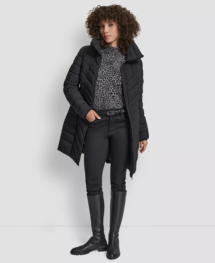 Women's Chevron Stand Collar Coat - thumbnail 2