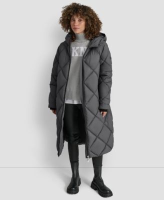 Women's Diamond Quilted Hooded Puffer Coat