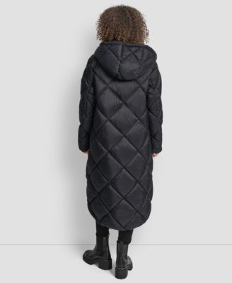 Women's Diamond Quilted Hooded Puffer Coat