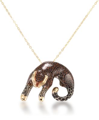 Macy's - Leopard Pendant Necklace in Gold Over Sterling Silver