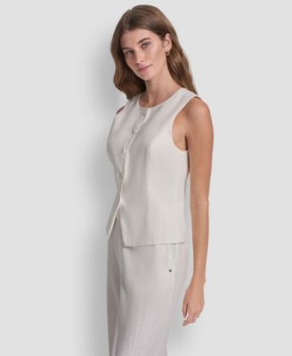 Women's Crewneck Button-Front Vest