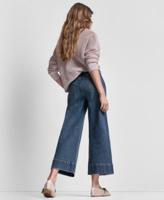 Women's High Rise Cropped Wide Leg Utility Jeans