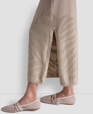 Women's Engineered Zebra Pointelle Stitch Midi Skirt