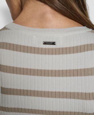 Women's Sleeveless Sequin & Stripe Scoop Neck Tank Top