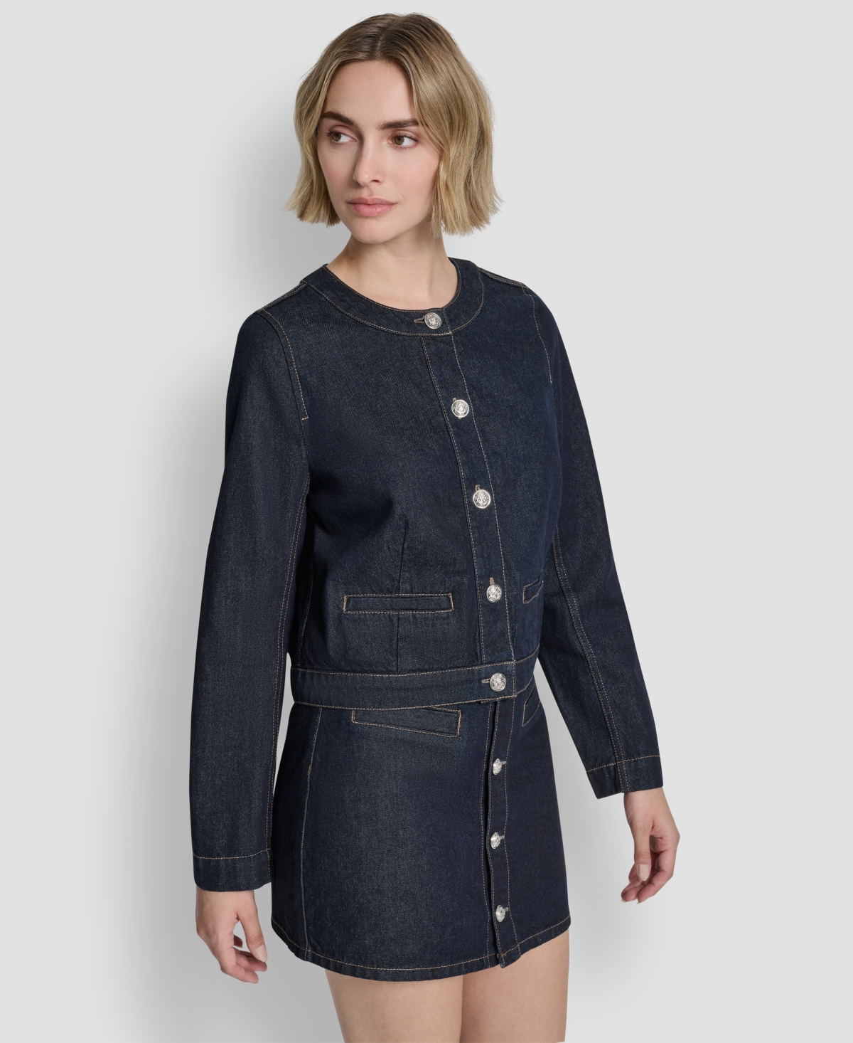 Dkny Jeans Women's Crewneck Denim Jacket