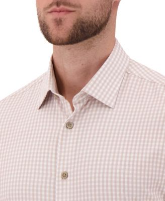 Men's 4-Way Check-Print Woven Dress Shirt