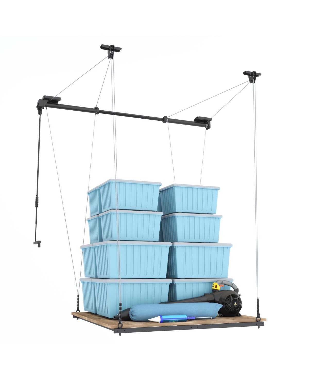 Fleximounts GL2FB-e – 4×4 Ft Garage Lifting Storage Rack, Frame-only (Black)