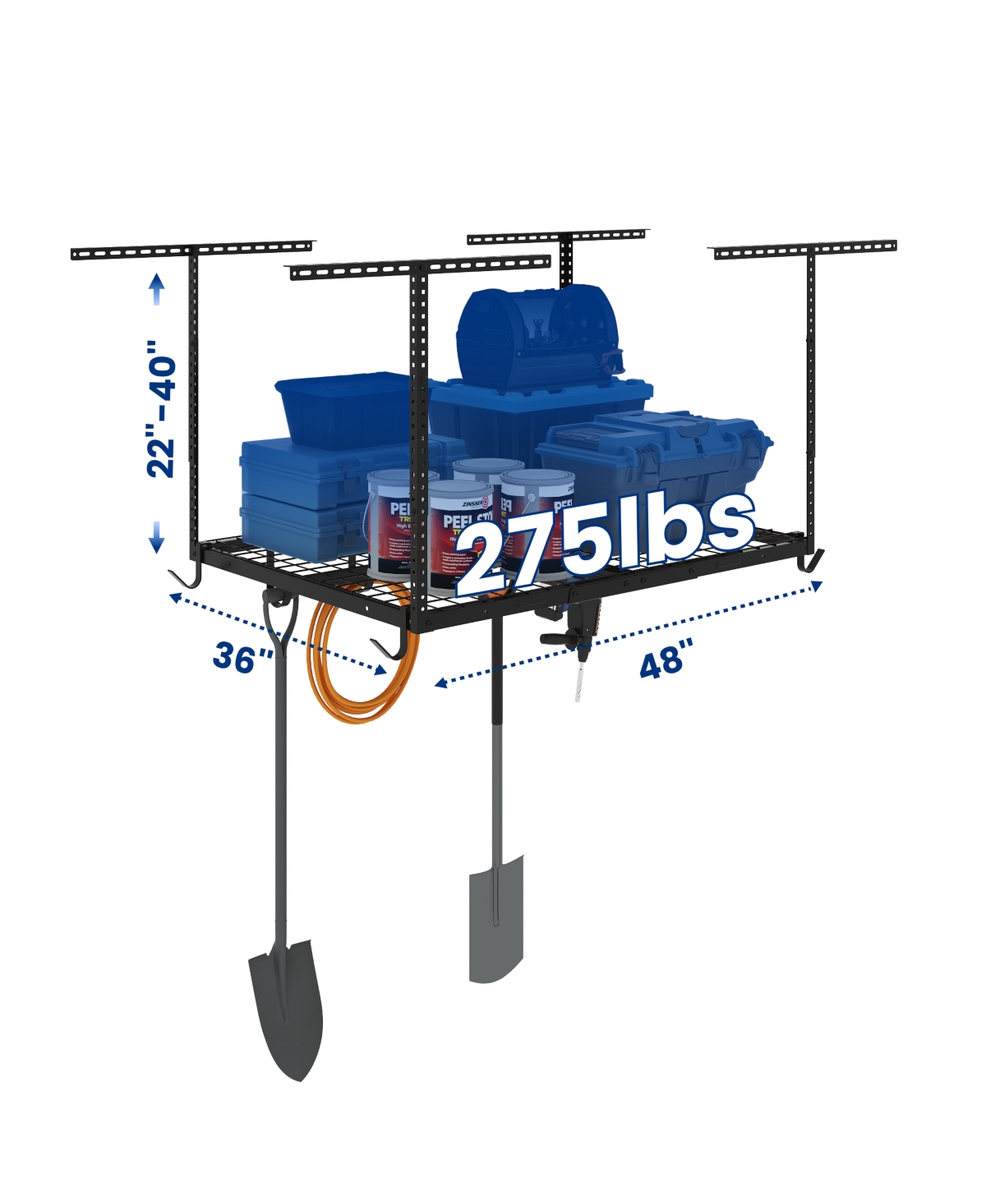 FlexiMounts Ohk Series 36 in W × 48 in D Ceiling-Mounted Overhead Garage Storage Rack – Model OHK34B-e