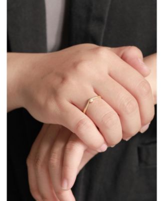 Freshwater Pearl Wishbone Ring in 14K Gold, Size 7, approx. 1.3 grams.