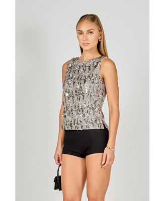 Women's Flower Applique sequins Top