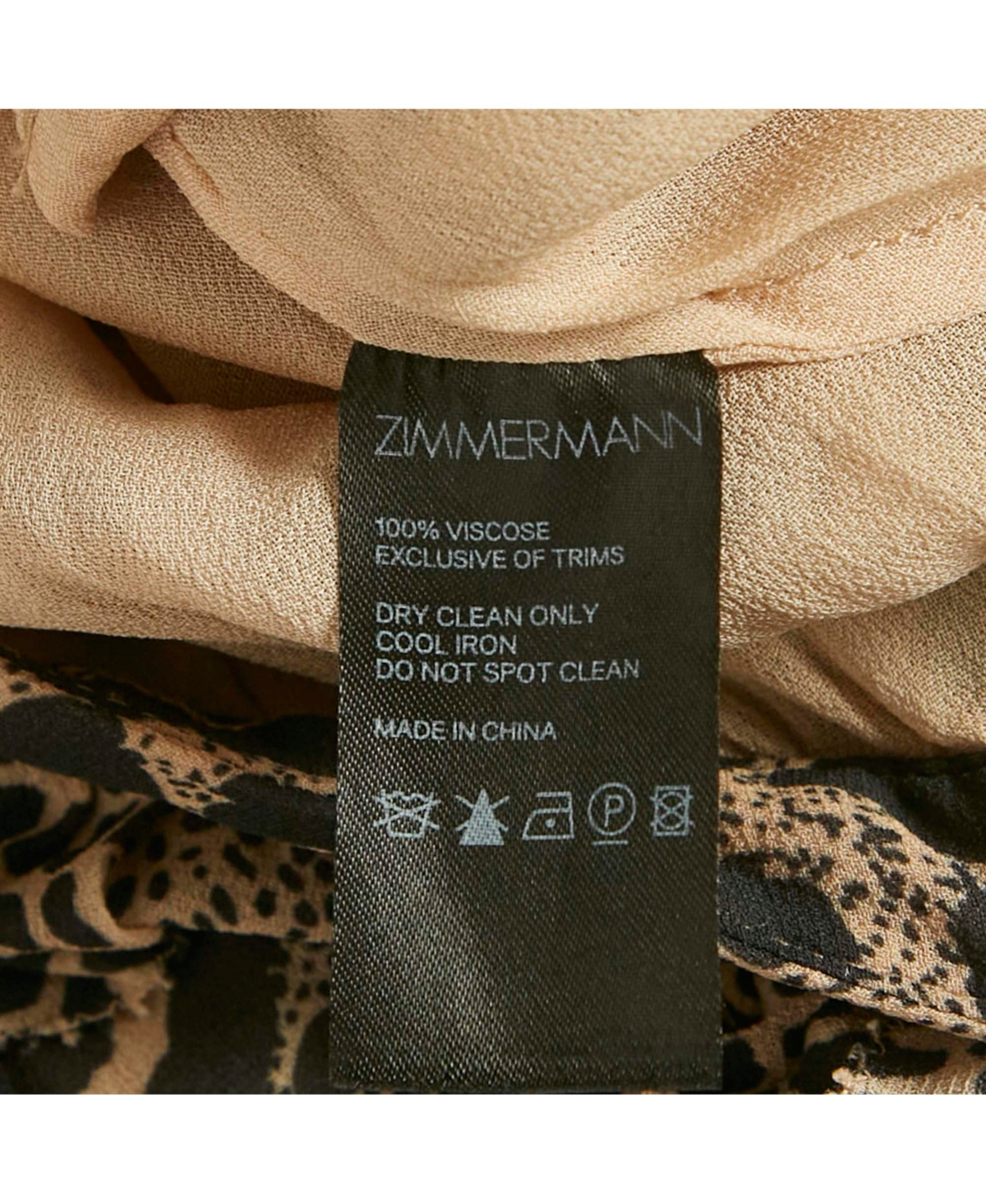 Pre-Owned Zimmermann Women's Beige Chiffon Leopard Print Cut-Out Mini Dress