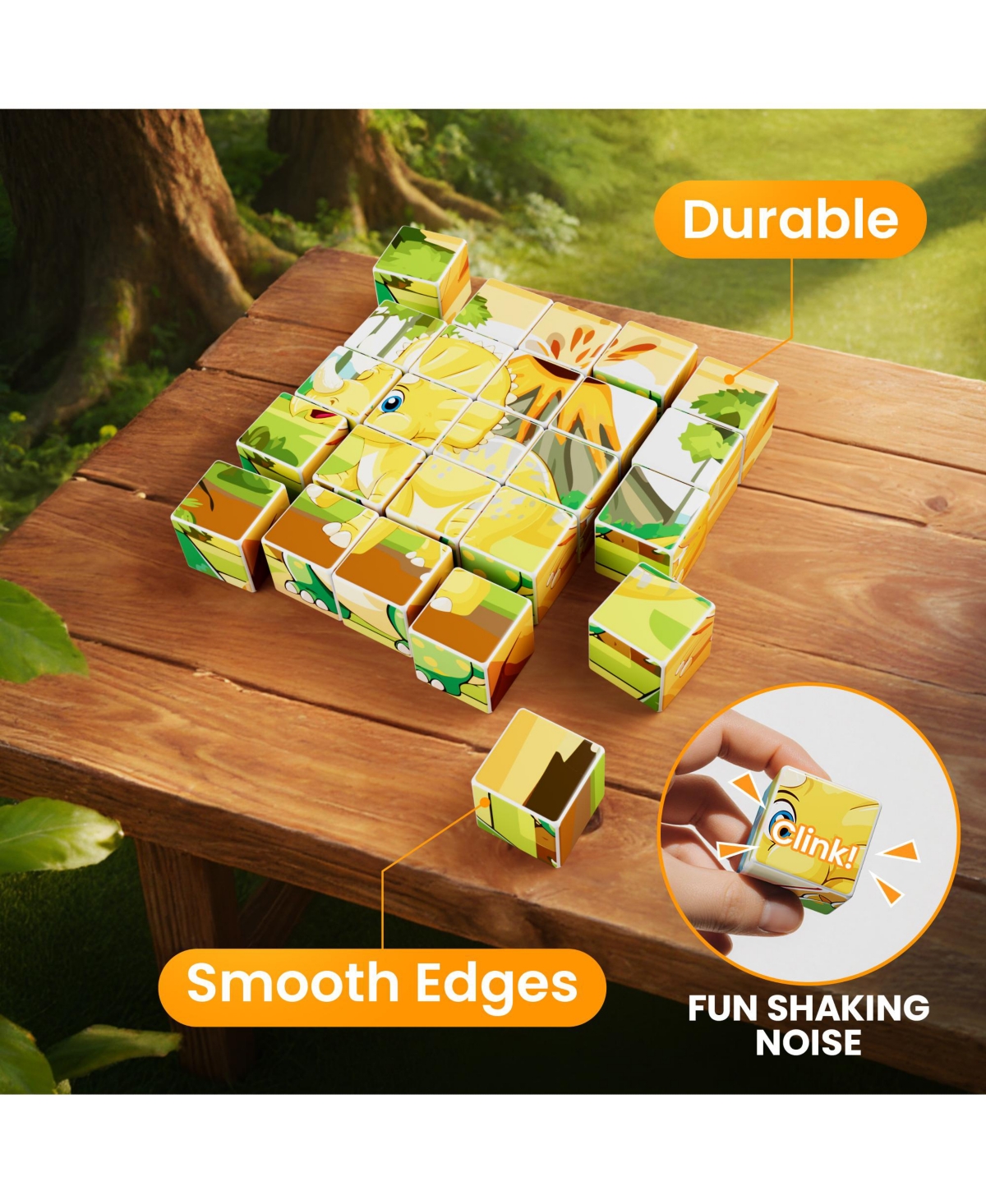 Contixo ST9 25-Piece Magnetic Dinosaur Puzzle Blocks – 6 Puzzles in One, Stem Learning Toy for Kids Ages 3+