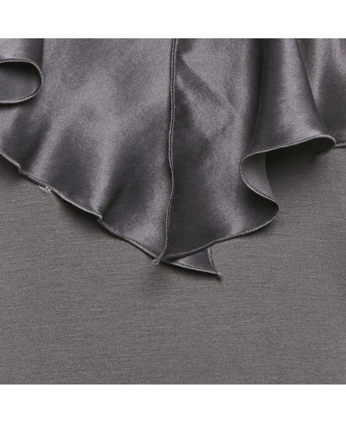 Pre-Owned Salvatore Ferragamo Women's Grey Knit & Silk Ruffle Neck Top